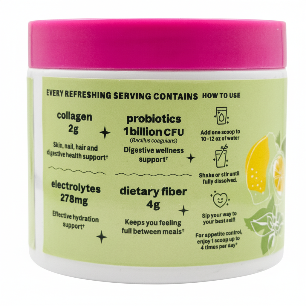 Daily Fiber Supplement with Collagen and Probiotics (Berry Crush)